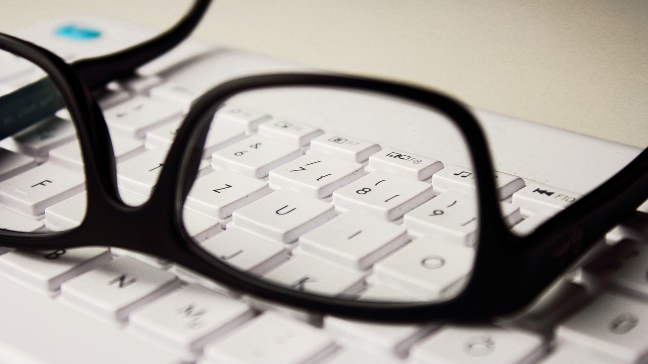 glasses, keyboard, workplace